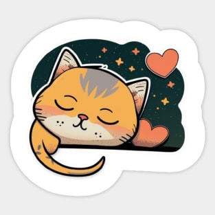 Sleepy Cat Valentine's Day Sticker